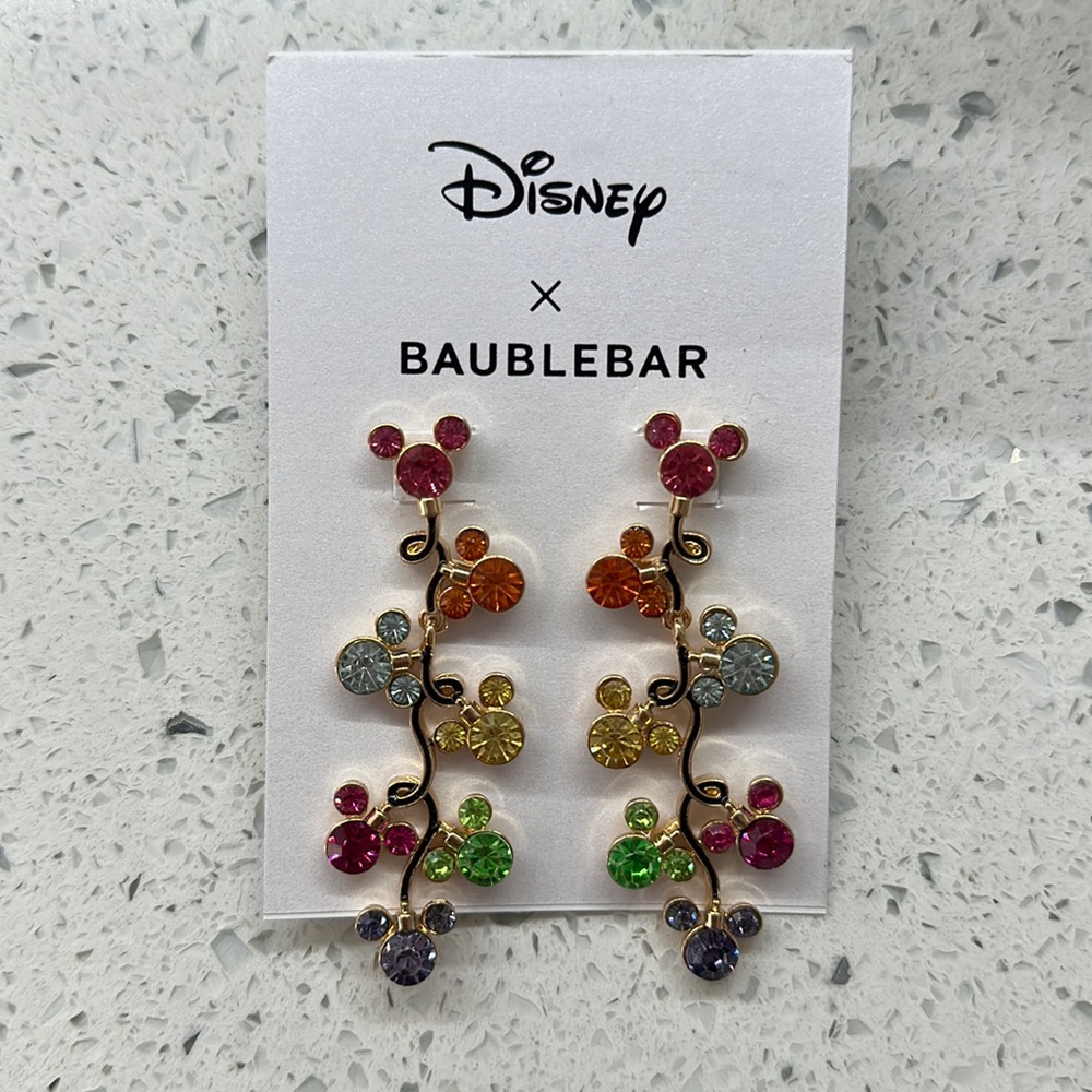 NWT Disney x Baublebar Mickey Christmas Light Earrings